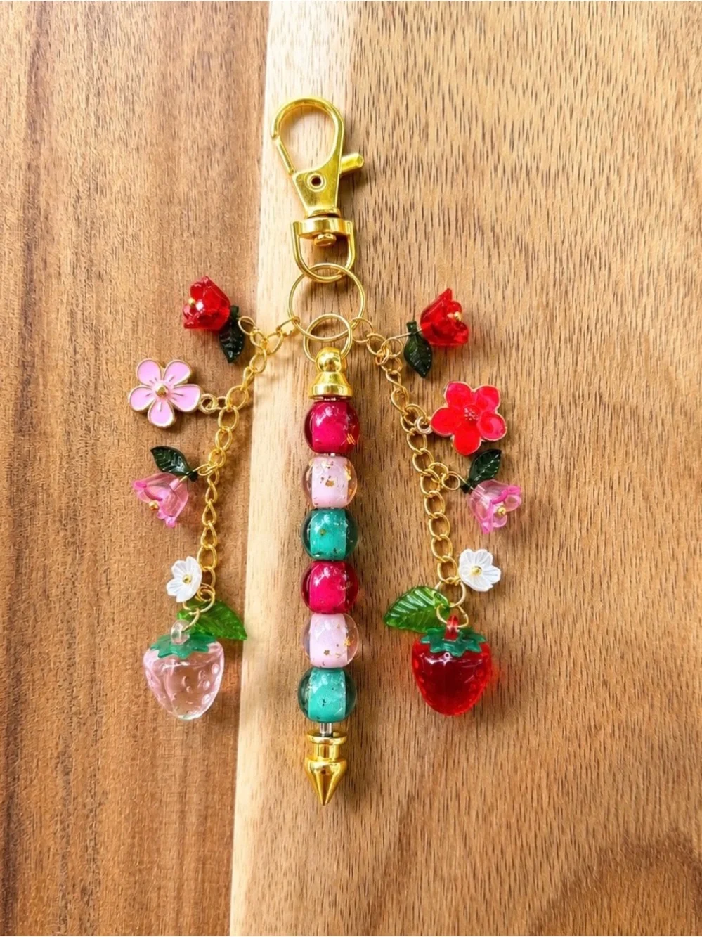 Strawberry Blossom Charm Keychain